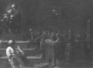 Le Roi Herode Interroge Les Exegetes Sur Le Lieu De Naissance Du Christ by Leonard Bramer