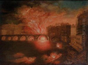 L'incendie Du Pont Nemours A Lyon Le 4 Avril 1845 by Balthazar Alexis