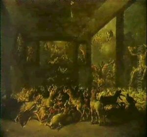 Le Combat Des Centaures Et Des Lapithes by Leonard Bramer