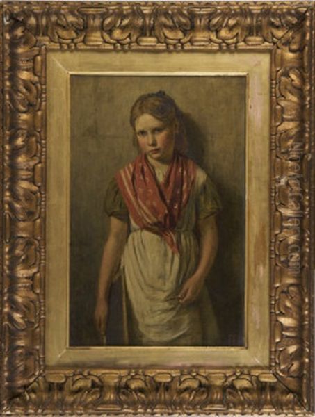 Portrait Of A Schoolgirl Carrying A Slate Tablet - view 1