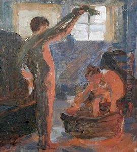 Boys Bathing By A Fire (study) thumbnail