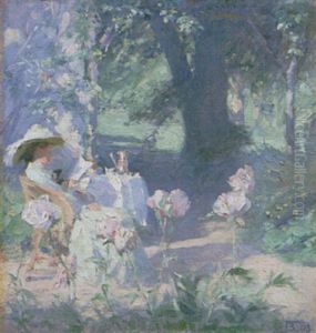 Mrs Bramley In The Garden At Grasmere by Frank Bramley