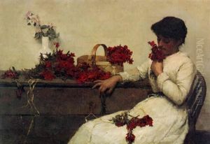 Girl Arranging Flowers Girl Arranging Flowers