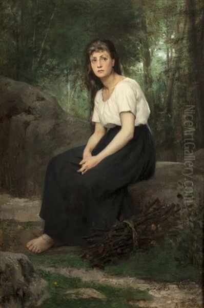 Femme Reveuse A La Lisiere De La Foret - view 1
