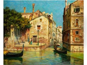Blick In Einen Venezianischen Kanal Mit Gondel