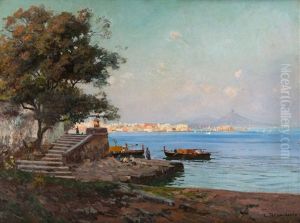 Fishermen In The Bay Of Naples by Carlo Brancaccio