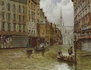 A Street Behind The Cathedral Of Notre Dame During The Flood Of 1910, Paris