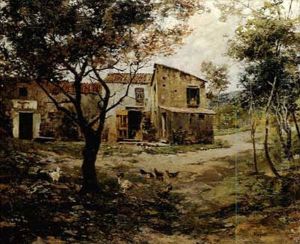 Poultry Feeding Outside A Farmhouse