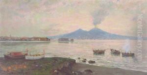 View Of Naples With Mt. Vesuvius In The Distance by Carlo Brancaccio