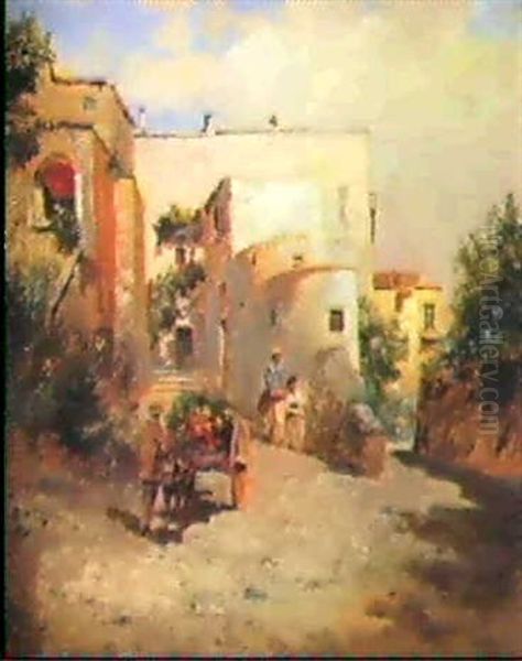 Dorfstrasse Mit Blumenwagen - view 1