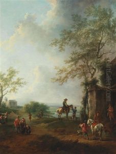 A Landscape With Horsemen And Travellers by Christian Hilfgott Brand
