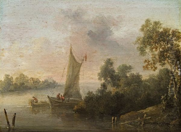 Flusslandschaft Mit Segelboot - view 1