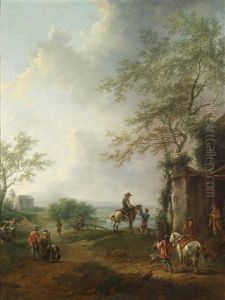 Landschaft Mit Reitern Und Wanderern Landschaft Mit Reitern Und Wanderern