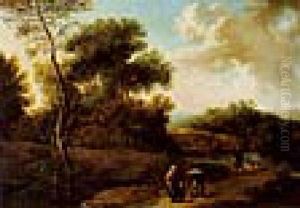 Waldlandschaft Mit Reisenden by Christian Hilfgott Brand