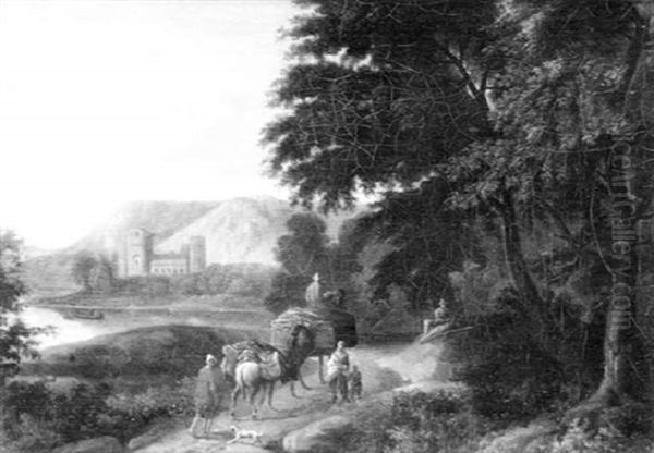 A Wooded Landscape With Travellers - view 1