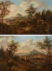 Landscape With Figures (counterparts) by Johann Christian Brand