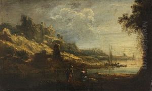 2 Pendants: Kleine Flusslandschaften Mit Ruinen Und Personenstaffage