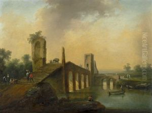 Abendstimmung Bei Ponte Molle; Flusslandschaft Im Abendlicht Abendstimmung Bei Ponte Molle; Flusslandschaft Im Abendlicht