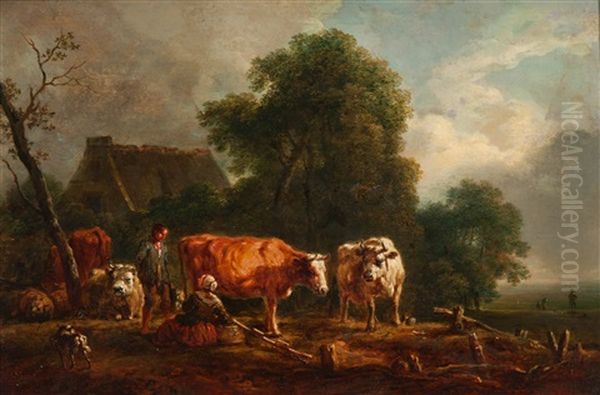 A Chat While Milking The Cows - view 1