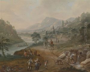 Flusslandschaften Mit Reicher Personenstaffage (4 Works)