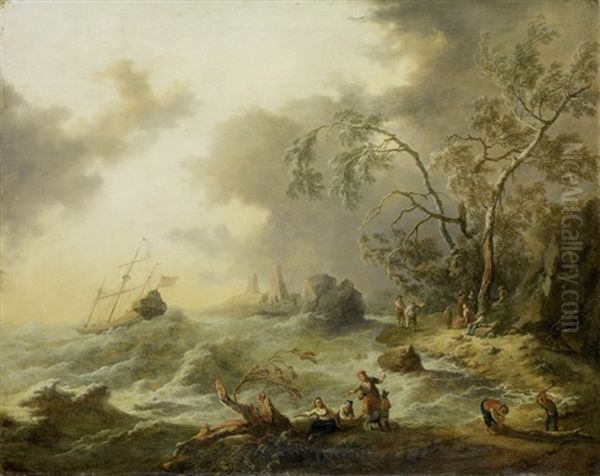 Bewaldete Landschaft Mit Figurenstaffage - view 1