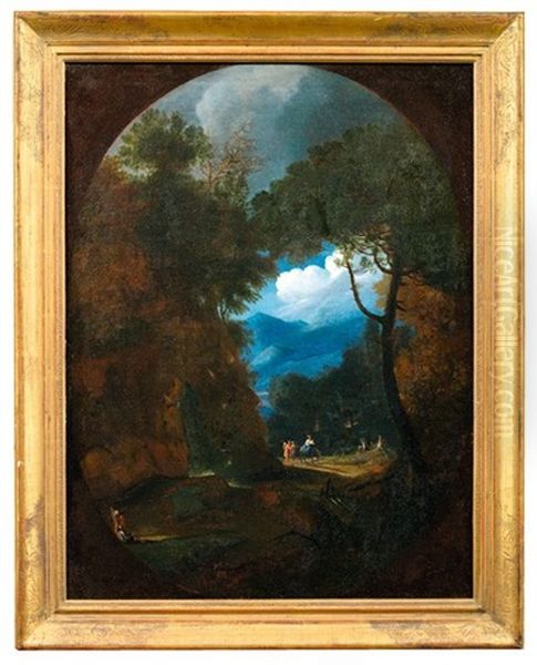 Nachtliche Landschaft Mit Reisenden (+ Fruhmorgendliche Landschaft Mit Bauern; Pair) - view 1