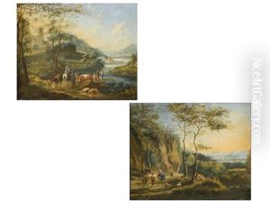Ideallandschaft Mit Figurenstaffage (+ Ideallandschaft Mit Figurenstaffage; Pair)