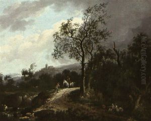 Ideallandschaft Mit Personenstaffage Und Reiter by Johann Christian Brand