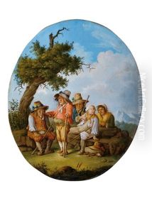 Burleske Figuren In Der Landschaft; Pair Burleske Figuren In Der Landschaft; Pair