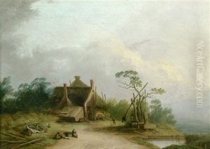 Fluslandschafte Mit Einer Fischerhutte