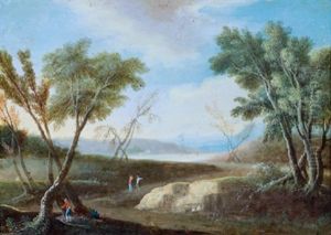Bewaldete Landschaft Mit Figuren by Johann Christian Brand