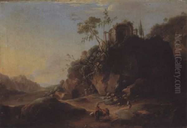 Felsige Gebirgslandschaft Mit Einer Antiken Ruine - view 1