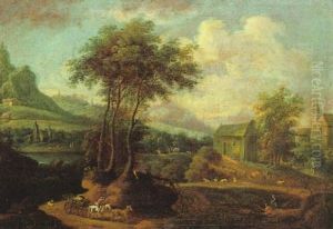 Gebirgige Fluslandschaft Mit Figuren by Johann Christian Brand