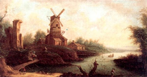 A Riverscape With A Windmill And Figures - view 1