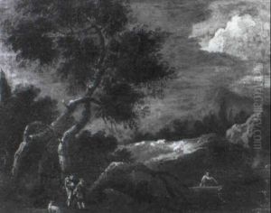 Gebirglandschaft Mit Figuren by Johann Christian Brand