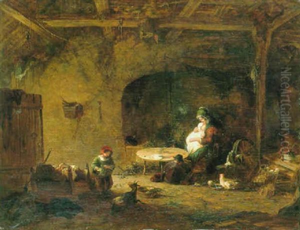 A Mother And Children In A Cottage - view 1