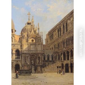 Courtyard Of The Doge's Palace, Venice With The Giant's Staircase by Antonietta Brandeis