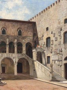 The Courtyard At The Palazzo Del Bargello, Florence by Antonietta Brandeis