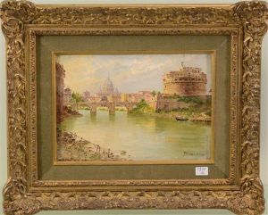 Vue Du Chateau St Angelo Et St Pierre A Rome