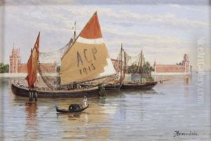 Untitled (venetian Scene With Boats) by Antonietta Brandeis