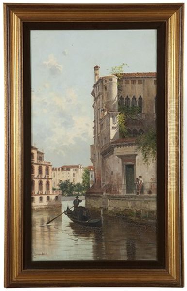 Italian Canal Scene With Gondola And Figures - view 1