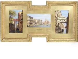 Palazzo Albrizzi; La Volta Del Canal Grande Palazzo Rezzonico, Ca Foscari Ca Bali; Ponte Dei Sospiri (3 Works) by Antonietta Brandeis