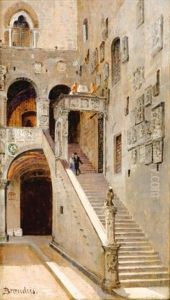 Escalier De La Cour Interieure Du Palais De La Seigneurie, Florence
