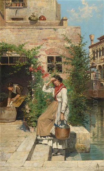 Venezianische Wascherin Am Kanal - view 1