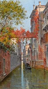 Palazzo Albrizzi; Fishing Boats, Venice (pair) by Antonietta Brandeis