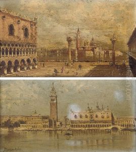 Piazza San Marco, Venice (+ On The Lagoon Before Piazza San Marco, Venice; Pair) by Antonietta Brandeis