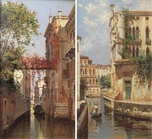A View Of Palazzo Albrizzi, Venice (+ A View Of Palazzo Contanini, Venice; Pair) by Antonietta Brandeis