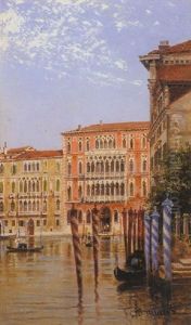 Gondolas Before A Palazzo On The Grand Canal, Venice by Antonietta Brandeis