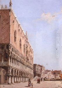 Figures Before The Palazzo Ducale, Venice by Antonietta Brandeis