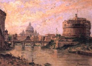 View In Rome With The Castel Sant'angelo by Antonietta Brandeis